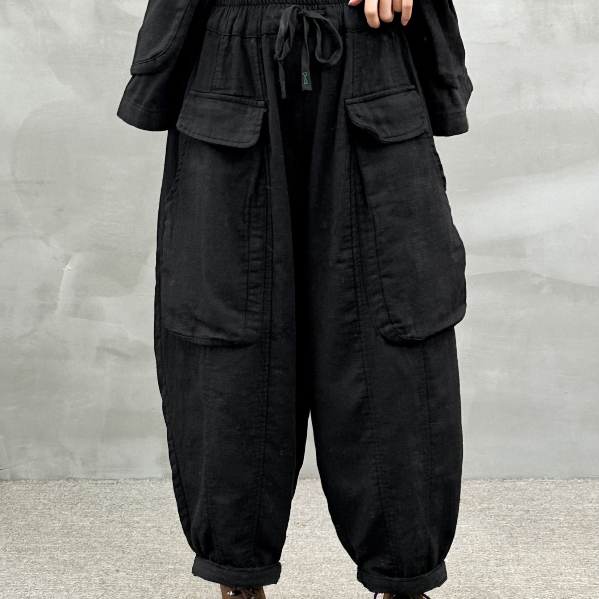 双支麻加厚宽松工装大口袋休闲棉裤 2212