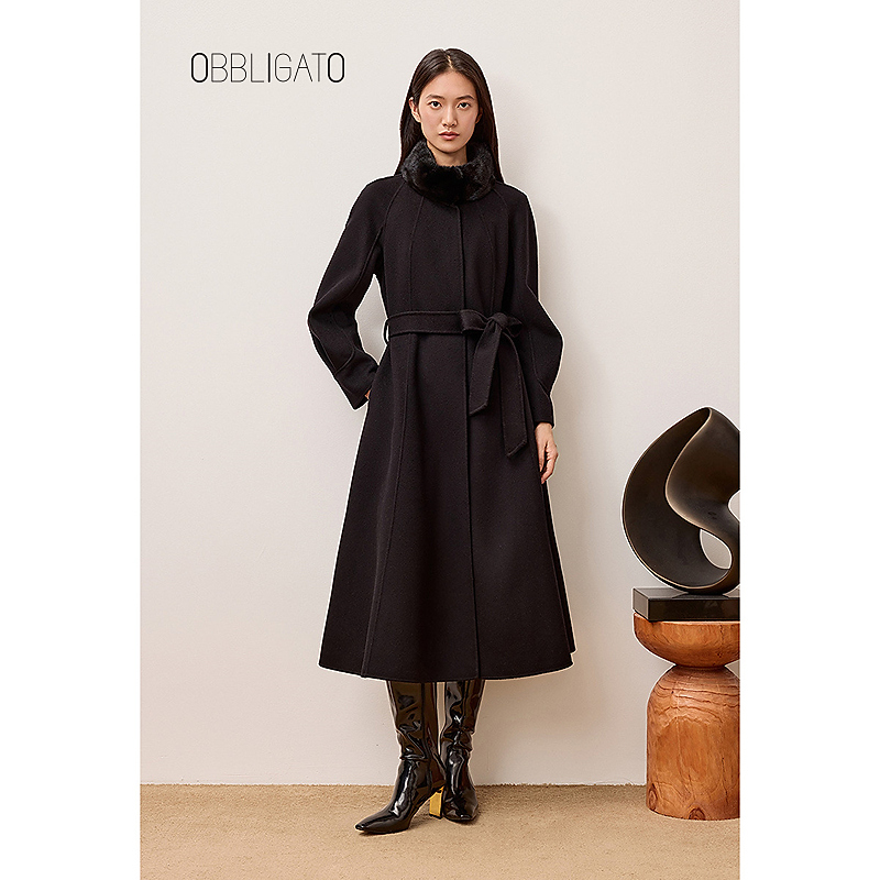 OBBLIGATO奥丽嘉朵1C65580060专选2025冬季新品收腰绵羊毛大衣