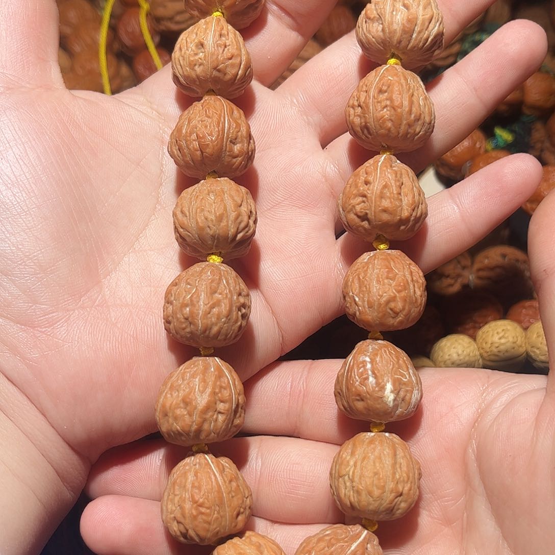 手串文玩核桃白茶桃心手持20