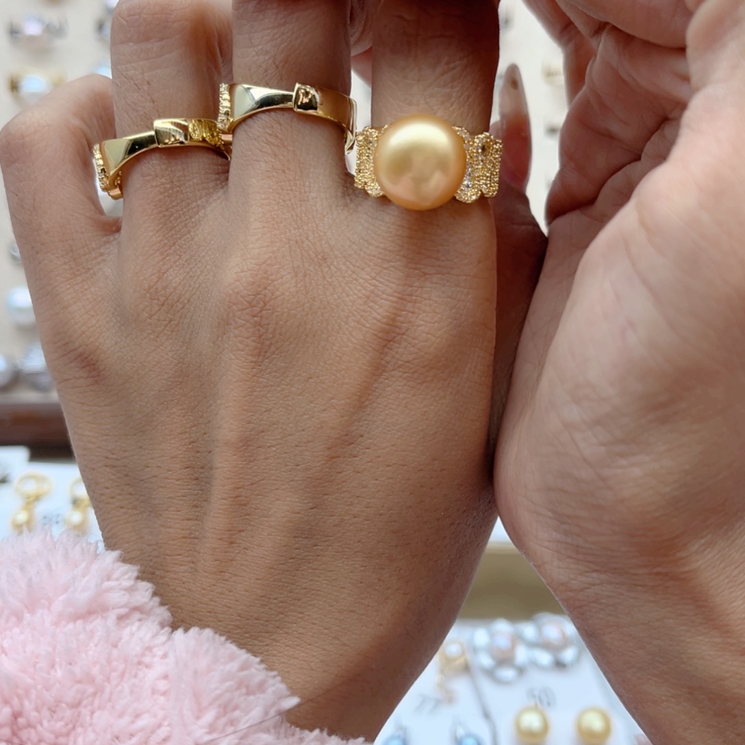 淡水珍珠戒指合金一****豆