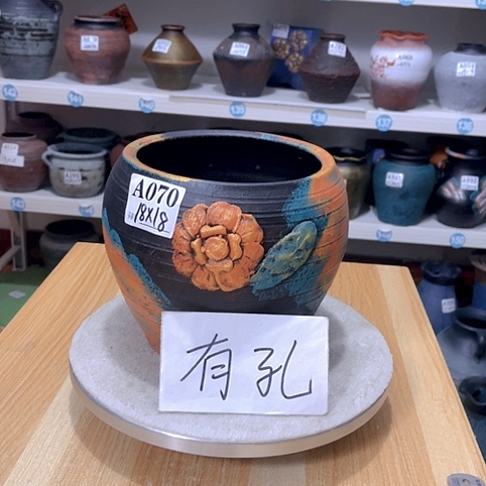 红陶手工制作工艺花盆