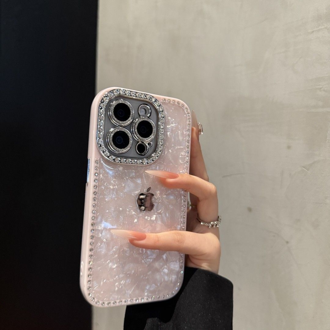 双面钻贝壳纹适用苹果16promax手机壳个性iPhone15时尚14创意13女