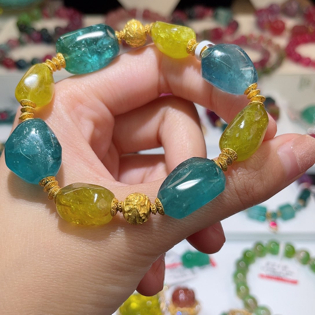 碧玺手链18K金镶嵌碧玺手链