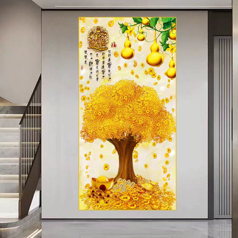 6344-财源滚滚入户门走廊过道晶瓷平面玄关装饰画