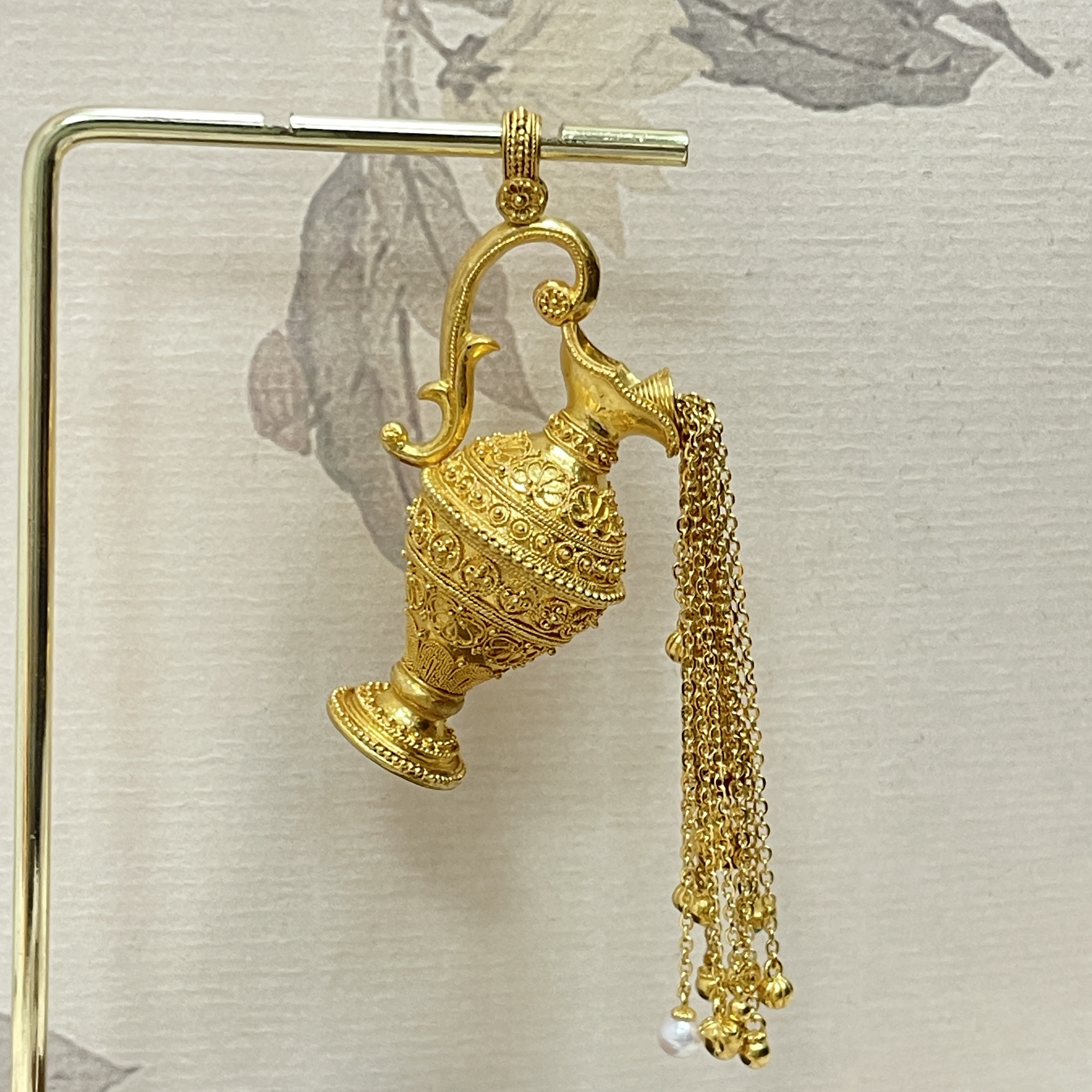 【肆玥珠宝】足金吊坠非遗炸珠工艺金什工作室炸珠财水宝瓶吊坠