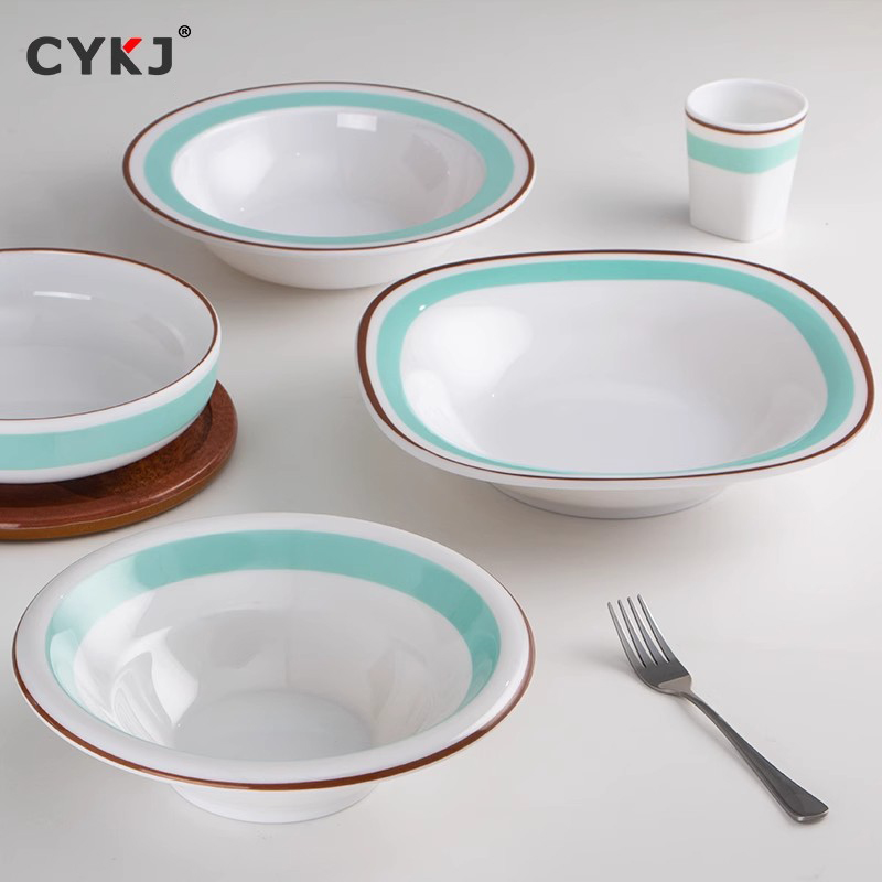 创意空间餐具深盘A8密胺汤盘特色饭店菜盘火锅毛肚鹅肠盘定制LOGO