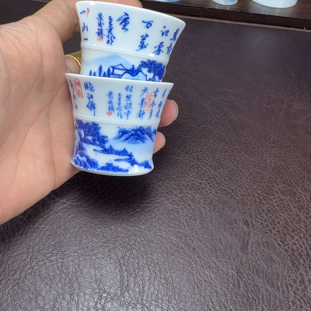糊***涂瓷片当代景德镇陶瓷手绘茶具