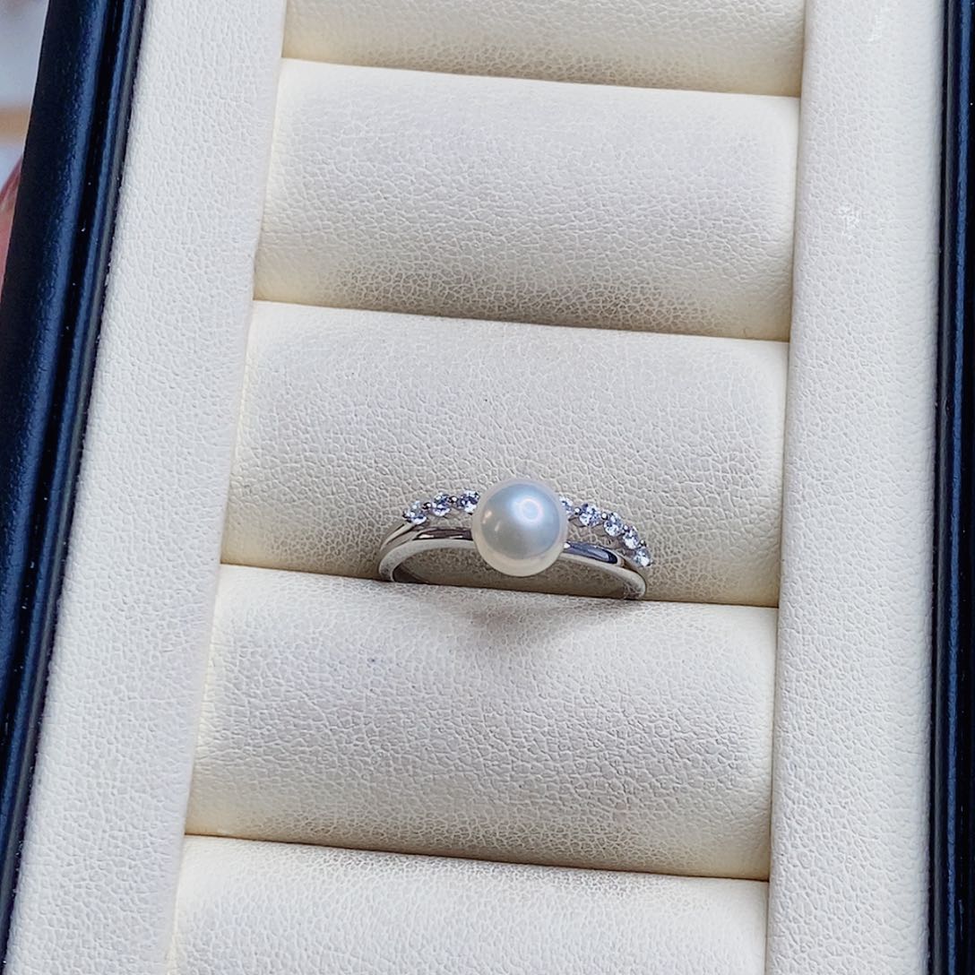 淡水珍珠戒指银S925镶嵌