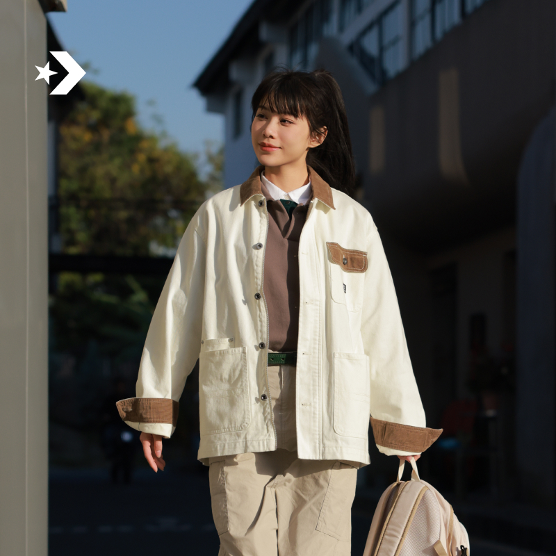 【流光风】匡威男女拼接感翻领衬衫外套CONVERSE 10026550