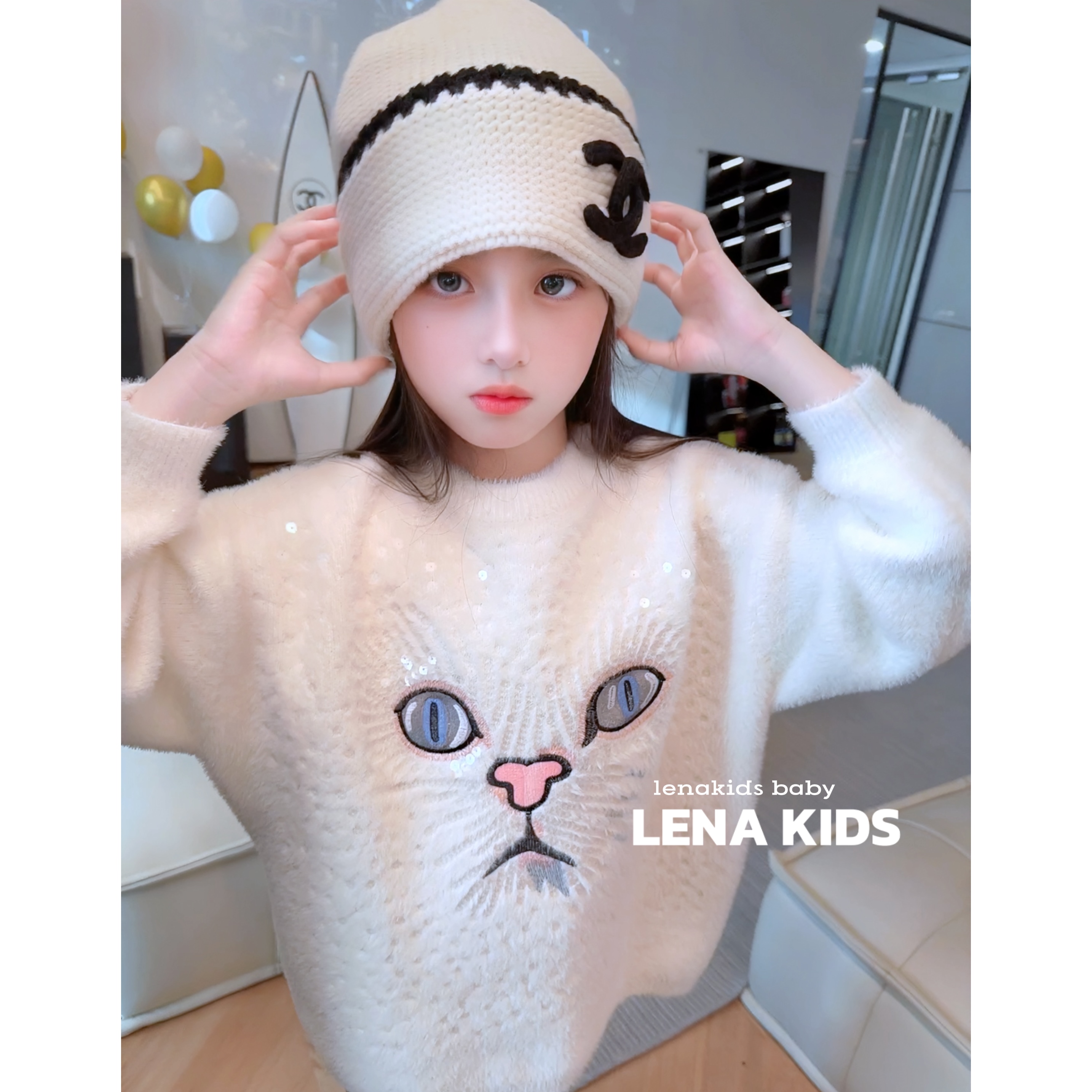 PP·Twinkle【现货】【大猫咪仿貂绒毛衣“加厚绒巨保暖长裤】25111603