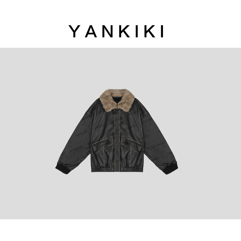 擦色边小咖领皮衣 YANKIKI 2025冬季新品NEW
