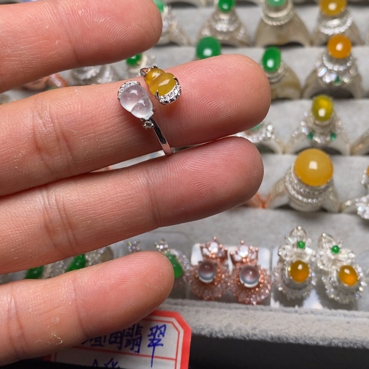 翡翠戒指银S925镶嵌戒指