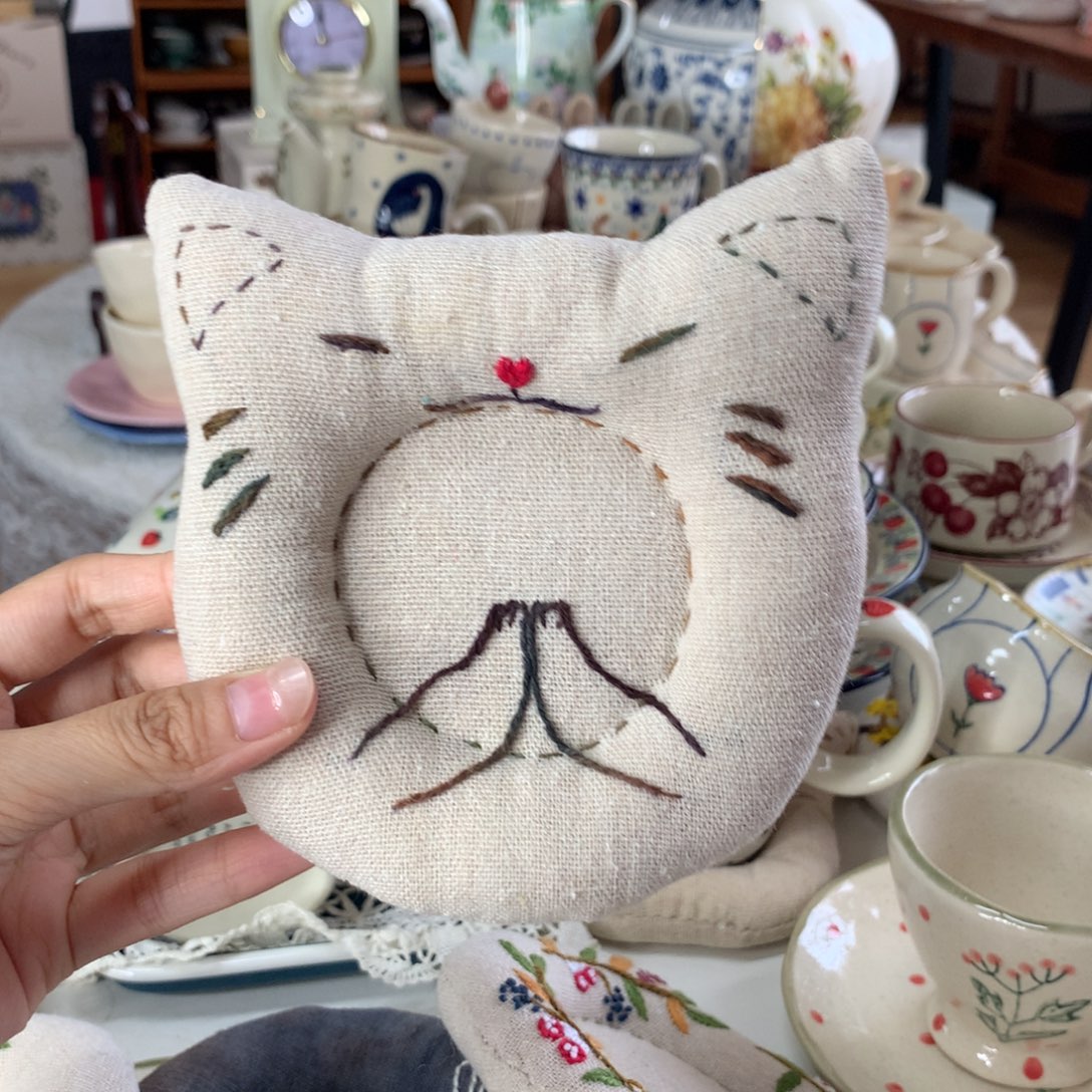 ℒ***）陶瓷（393）猫咪纯手工杯垫