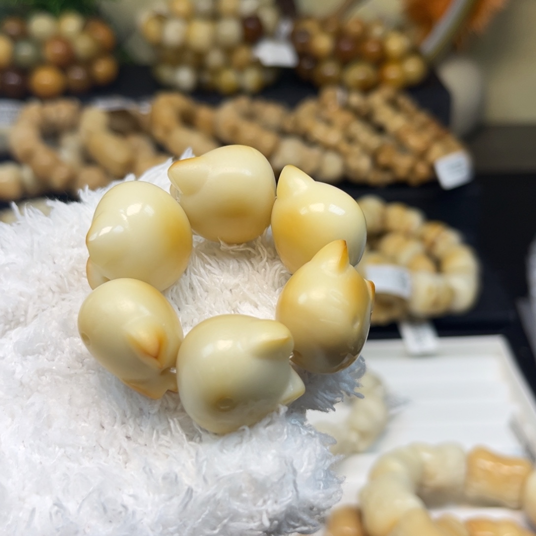 白玉菩提手串101炭烧kt猫瑕次