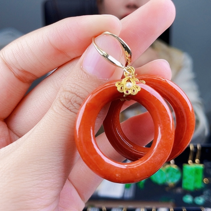 翡翠未镶嵌耳饰饰品