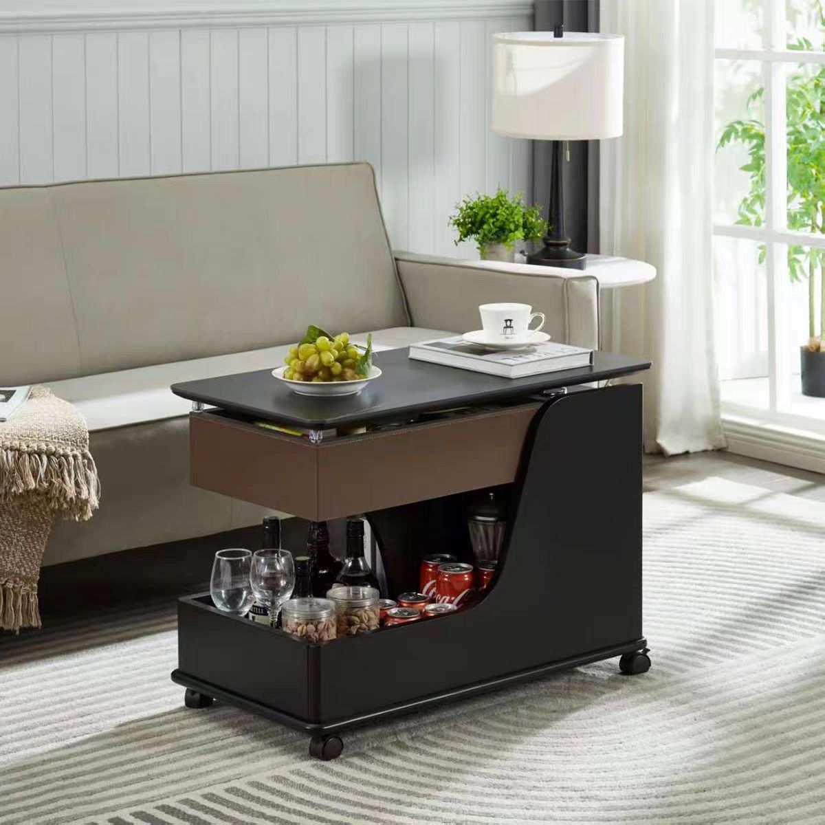 【一居】简约风可移动边几带轮茶几卧室客厅沙发家用床头升降桌