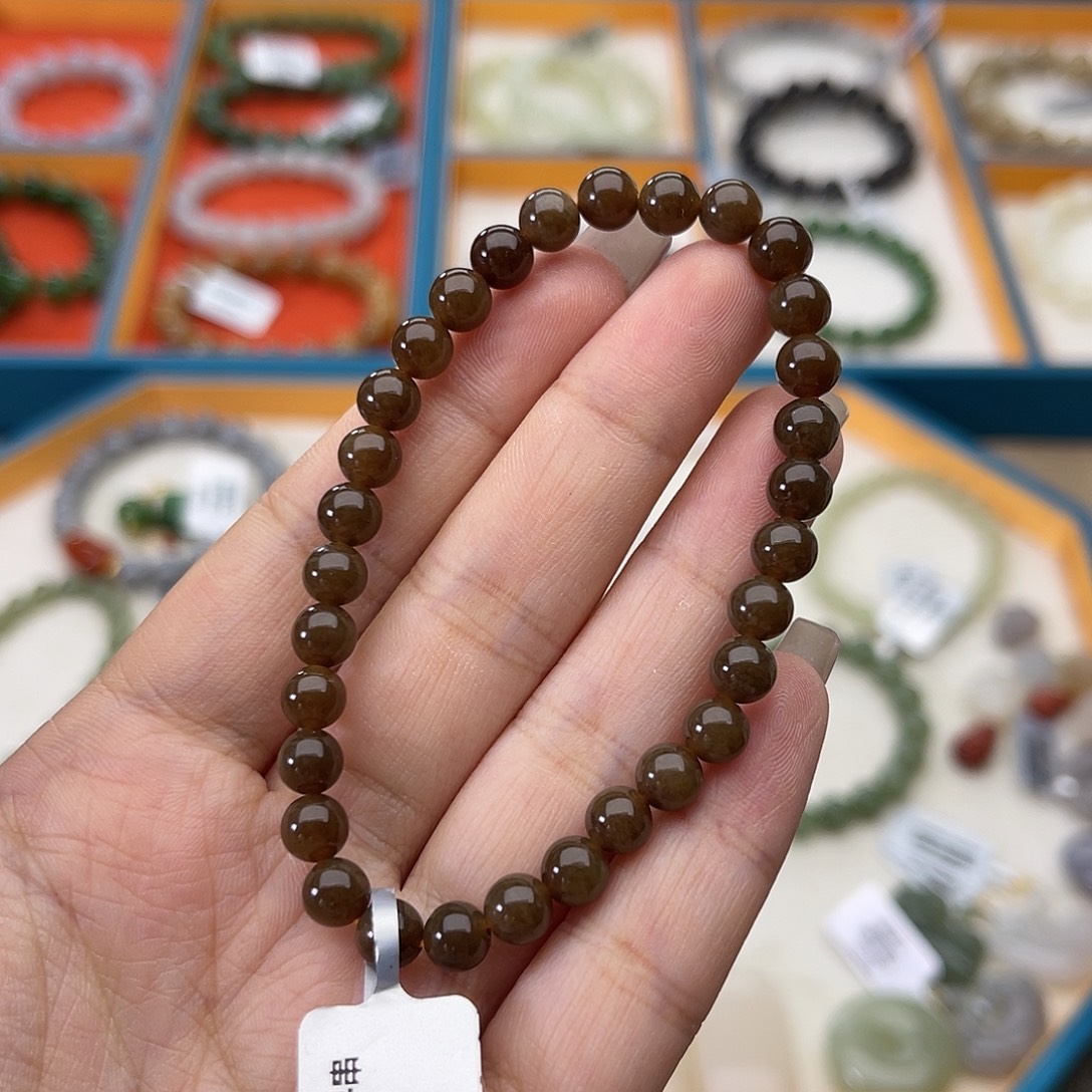 和田玉未镶嵌手链w6新疆糖6mm