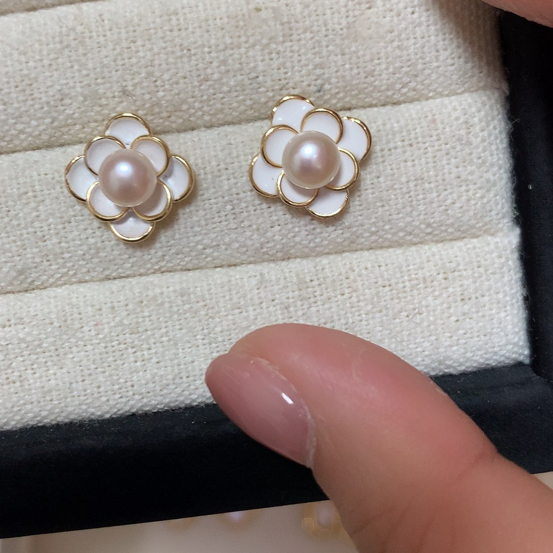 淡水珍珠耳饰合金