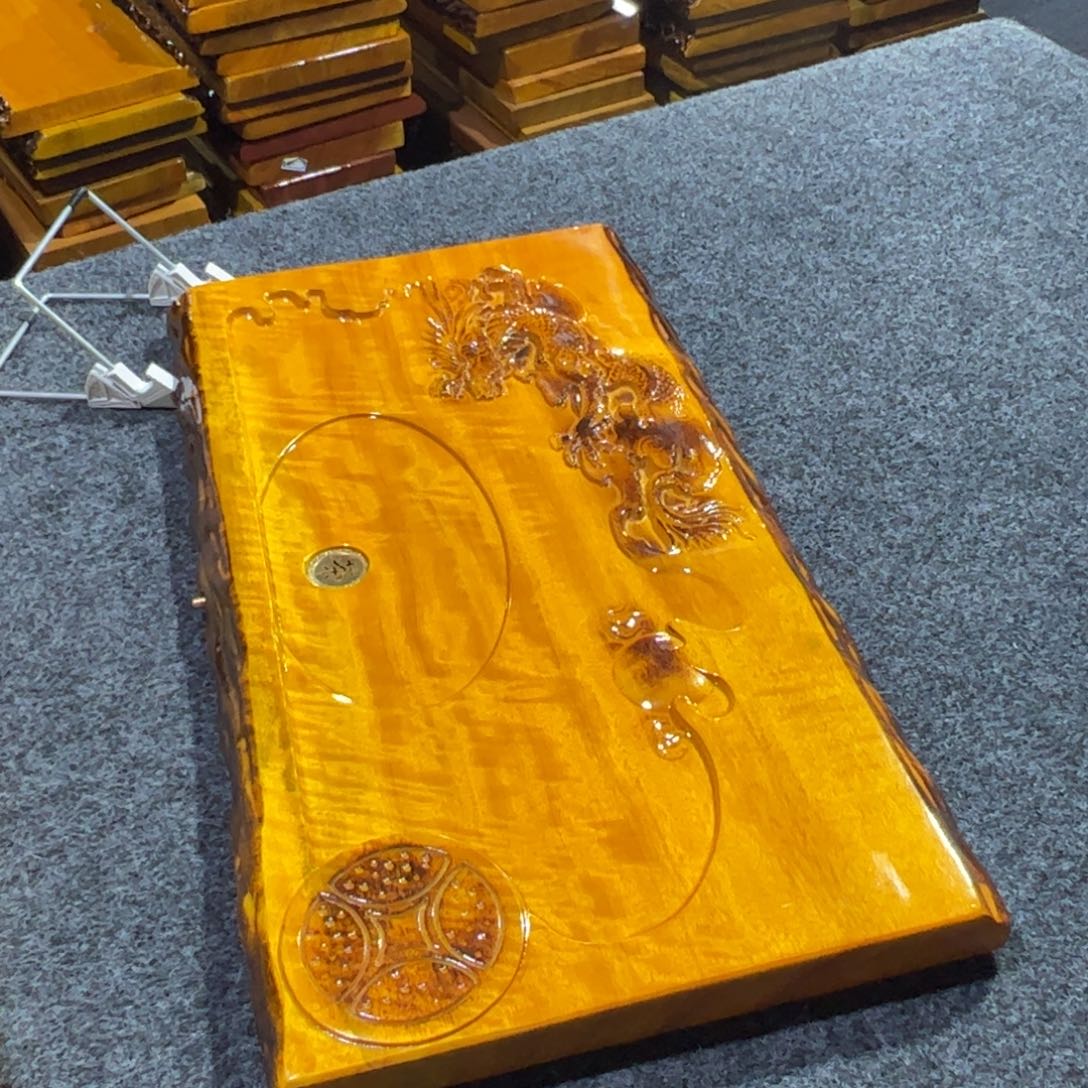 缅甸大叶金丝楠实木茶盘