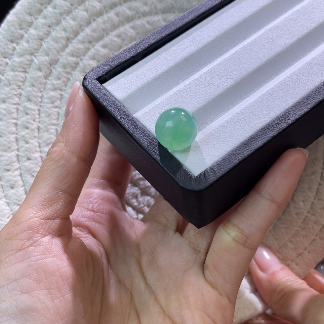 翡翠散珠天然缅a翡翠甜绿卡13➕