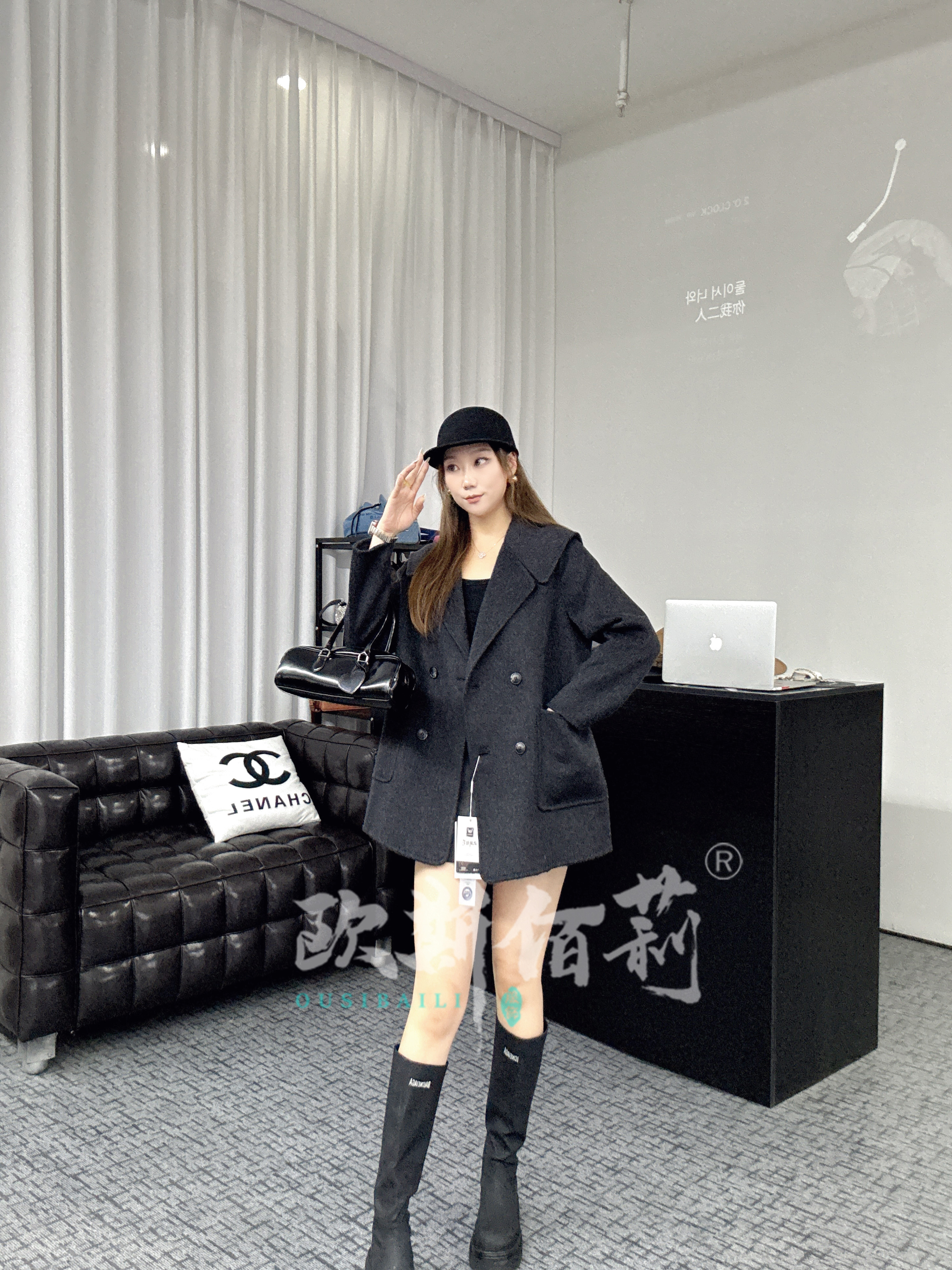 【霁山疏影】】双面呢大衣女秋季新款高级感宽松休闲羊毛呢外套