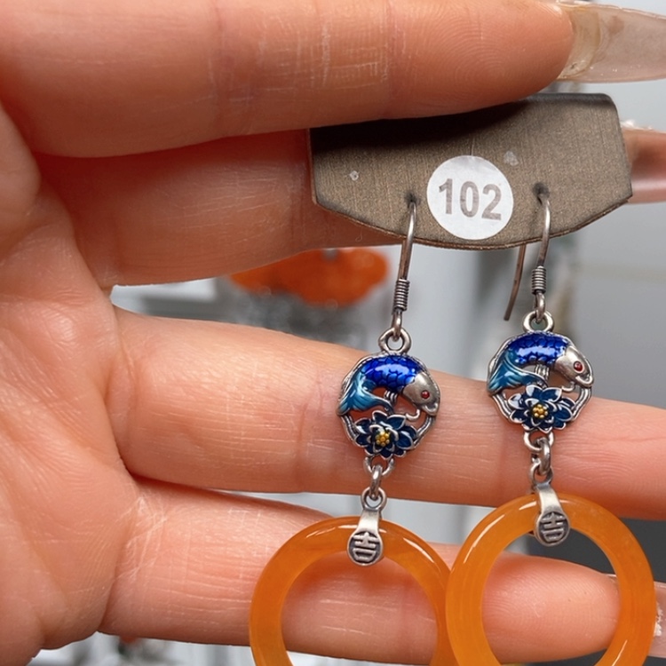 【闪购商品】翡翠耳饰银S925镶嵌优化耳饰