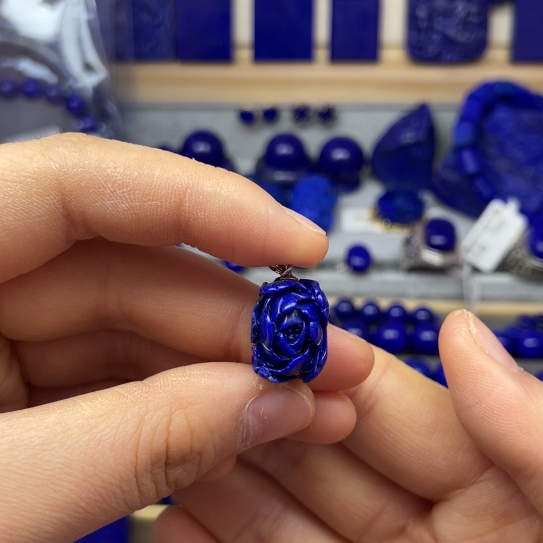 青金石吊坠银S925镶嵌