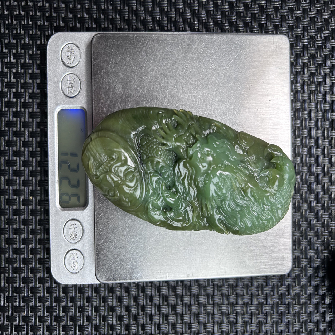 和田玉碧玉龙行天下创意个性手工精雕