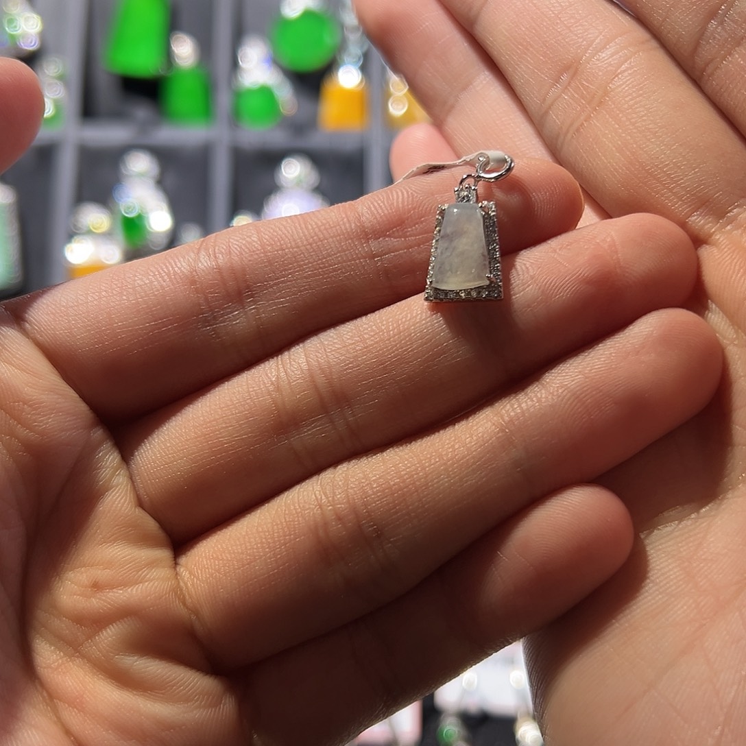 翡翠银S925镶嵌吊坠(不含链)