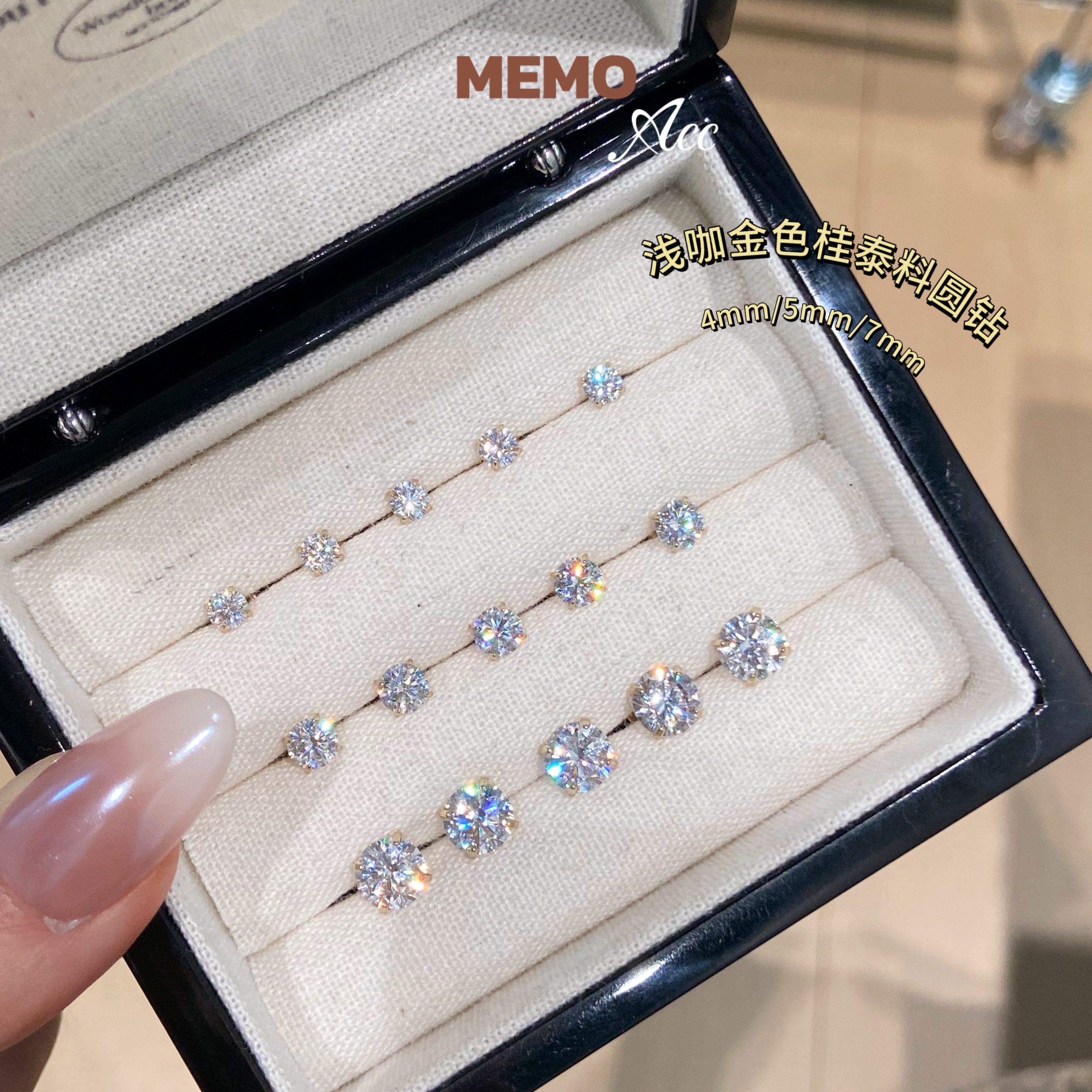 钛钢锆石耳饰 ZK036 桂泰料咖啡金 爆闪多尺寸百搭钛钢耳骨钉