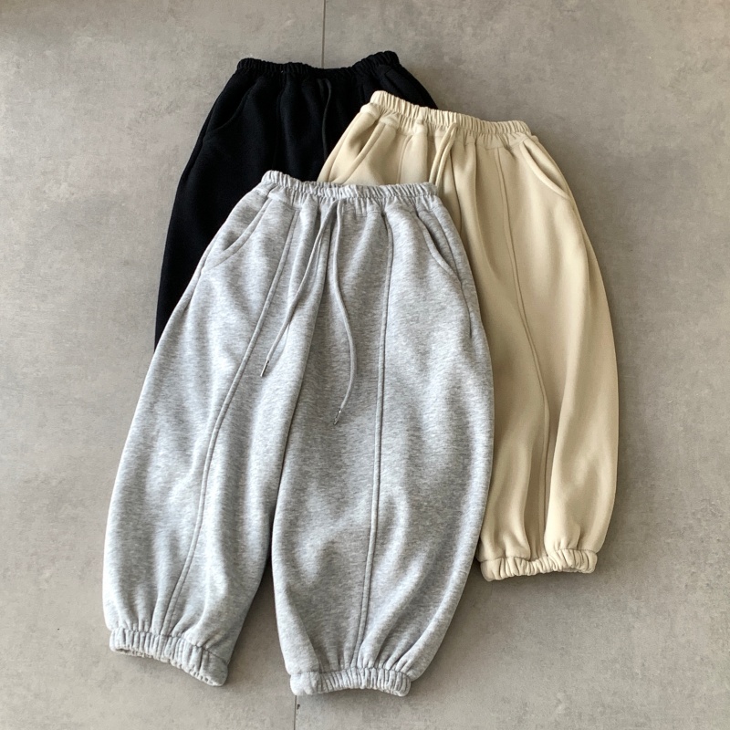 男童韩版纯色加绒休闲裤卫裤025冬季新品 44040