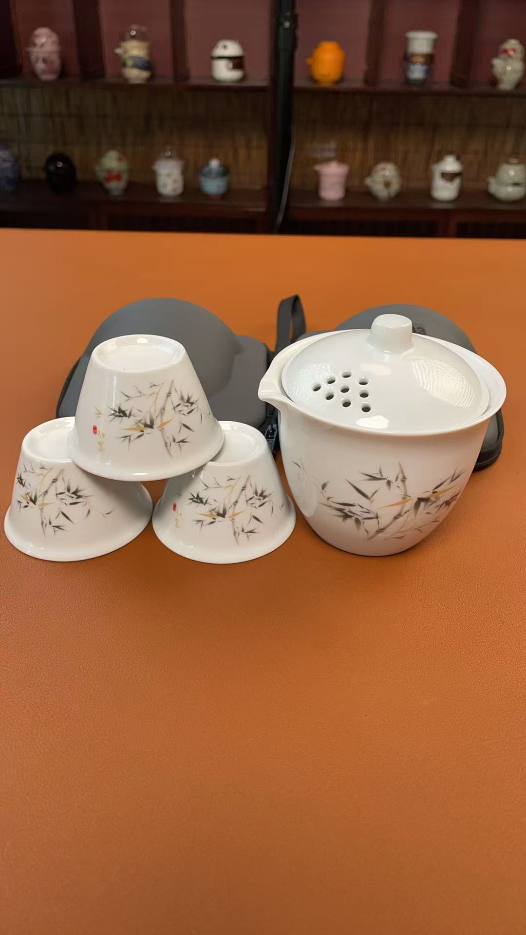 便携式旅行白瓷富贵竹茶具户外露营车载适用FX733