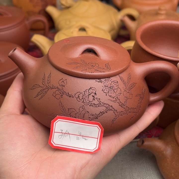 紫砂茶壶原矿紫泥刻绘景舟石瓢精工半手孤品240cc