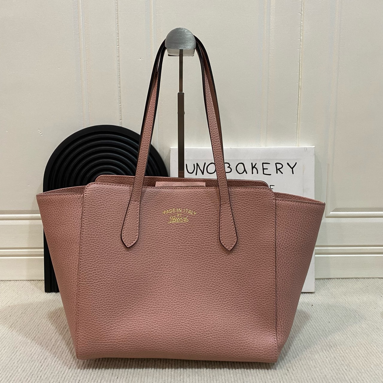 95新 GUCCI/古驰 古驰粉色购物袋托特包