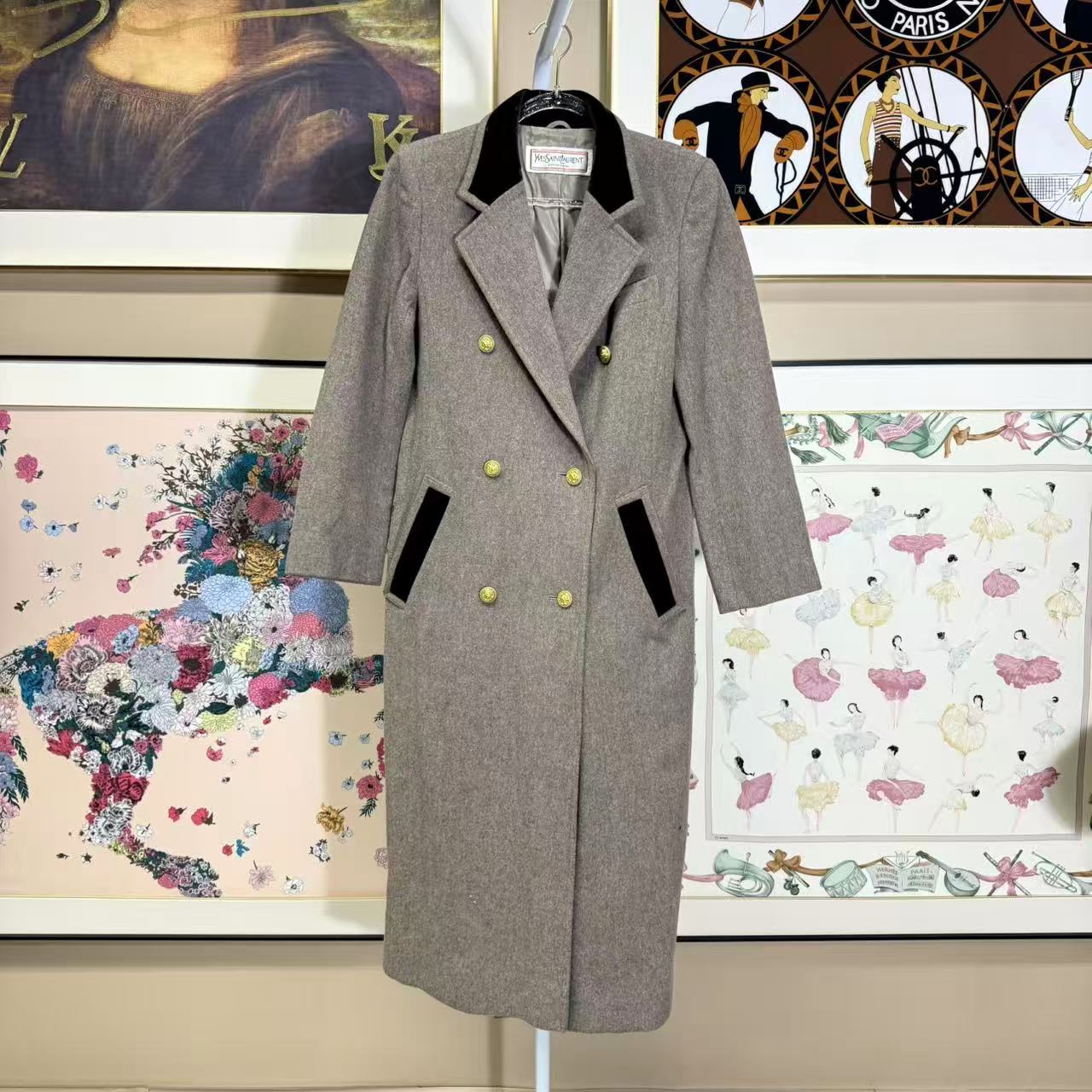 95新 YSL/圣罗兰 中长款大衣/mj043