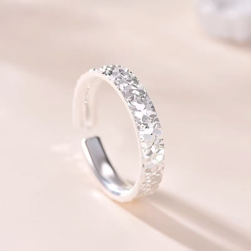 足银戒指 【碎碎冰戒指】足银9999纯银新款开口戒指约90斤﹣140斤