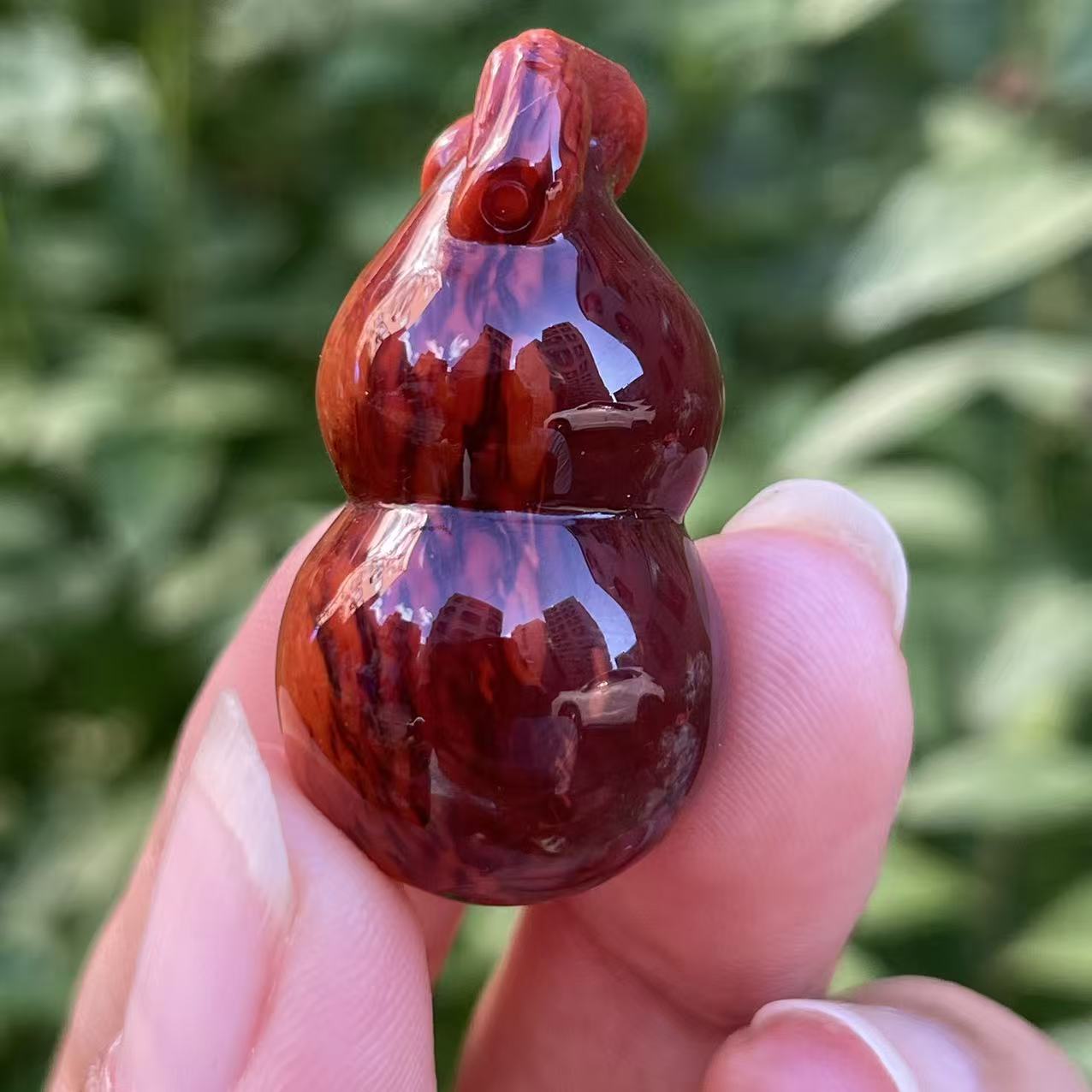 （传承全品级）南红瓦西牛血妖花火焰纹葫芦吊坠35*18.5*18.6