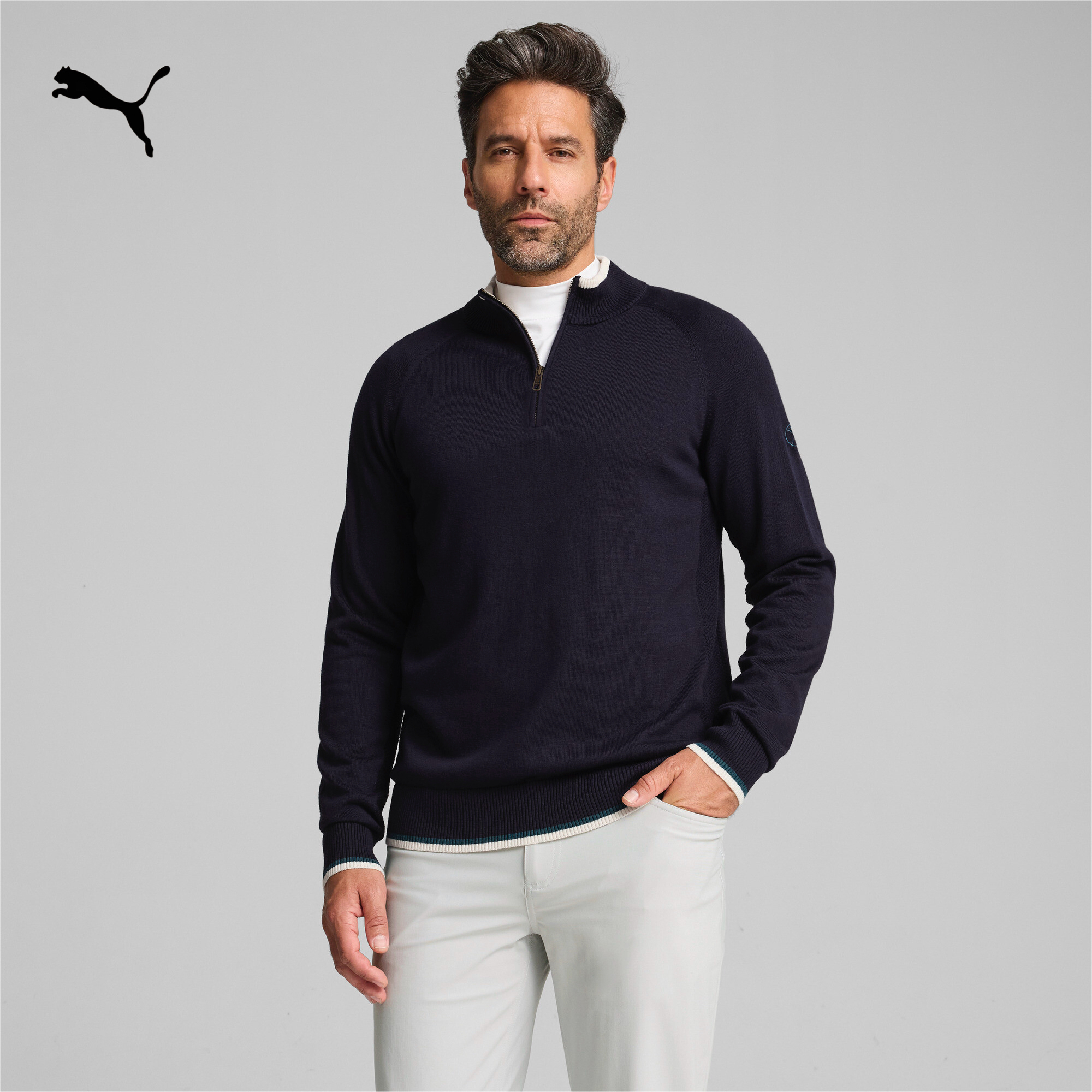 PUMA/彪马男士AP联名高尔夫秋冬季半拉链加厚针织套头长袖 627205