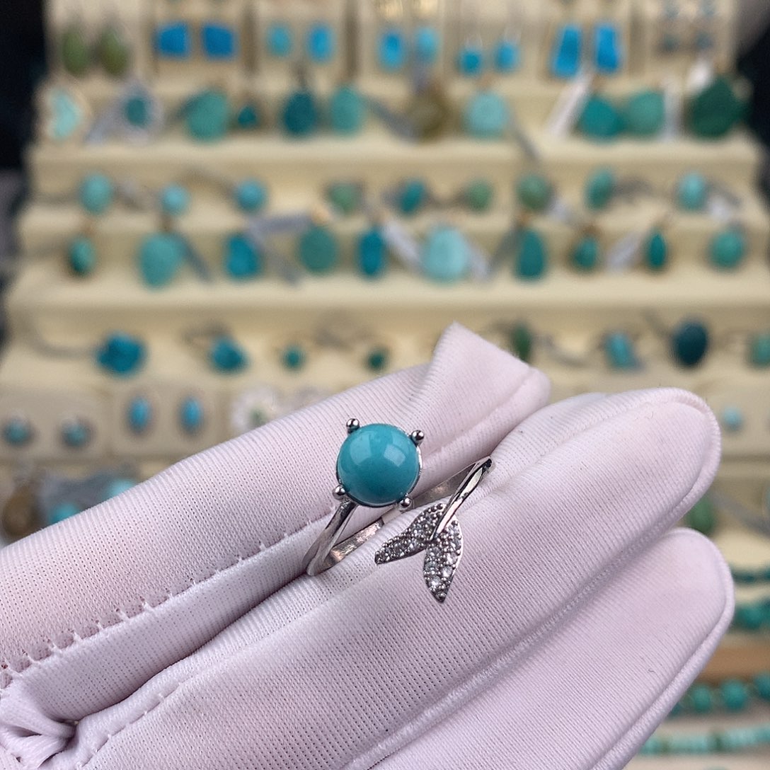 绿松石银S925镶嵌戒指