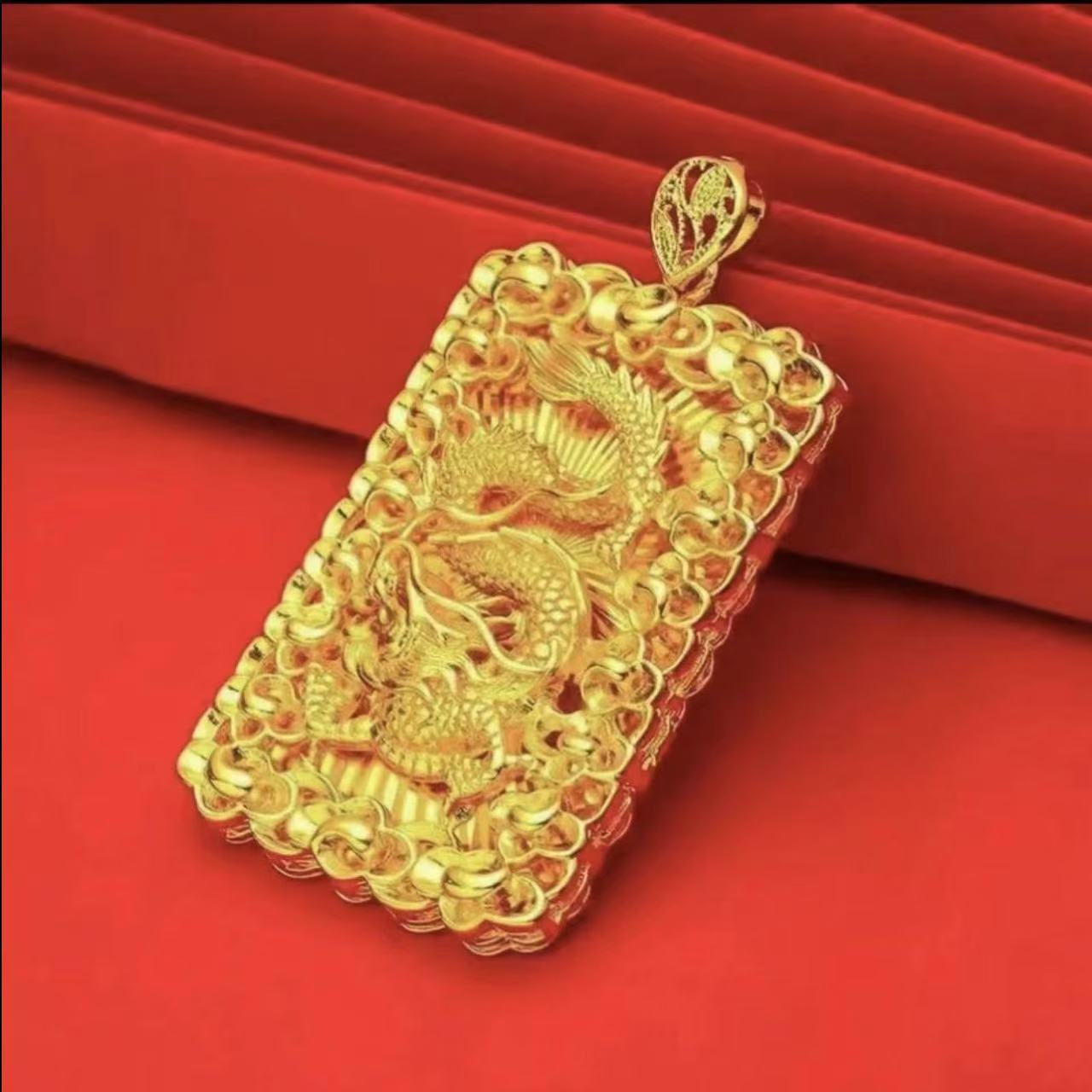  【矿金龙牌吊坠】男士男款气质时尚百搭大气素款传承经典