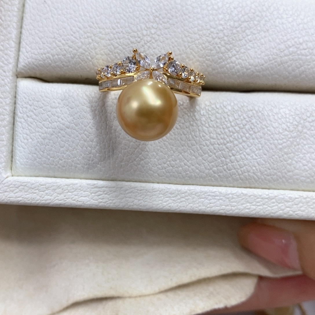 海水珍珠戒圈银S925镶嵌