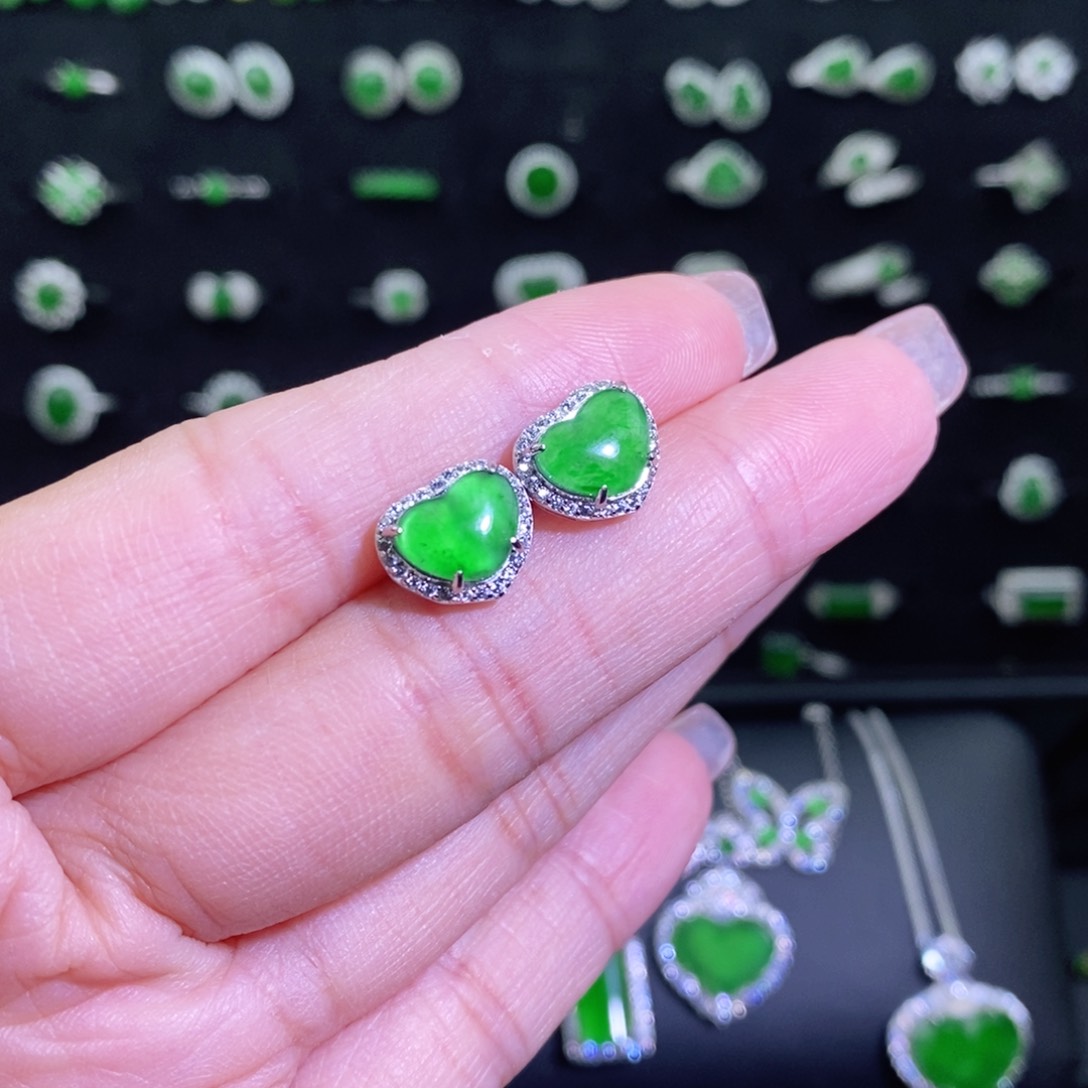 翡翠银S925镶嵌耳饰多样性
