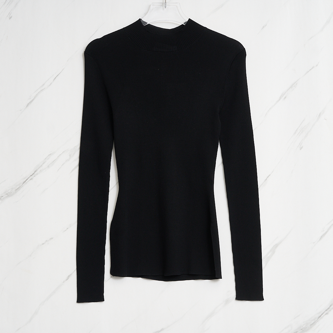 Nagonstans女士纯黑弹力针织衫NXGU00020