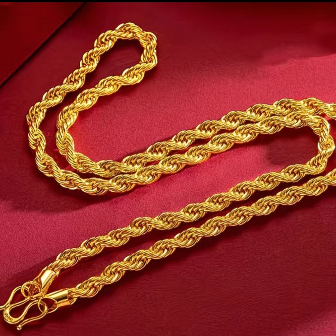 合金项链 【麻花项链】 经典百搭编制素款 仿金色男款女款时尚潮流