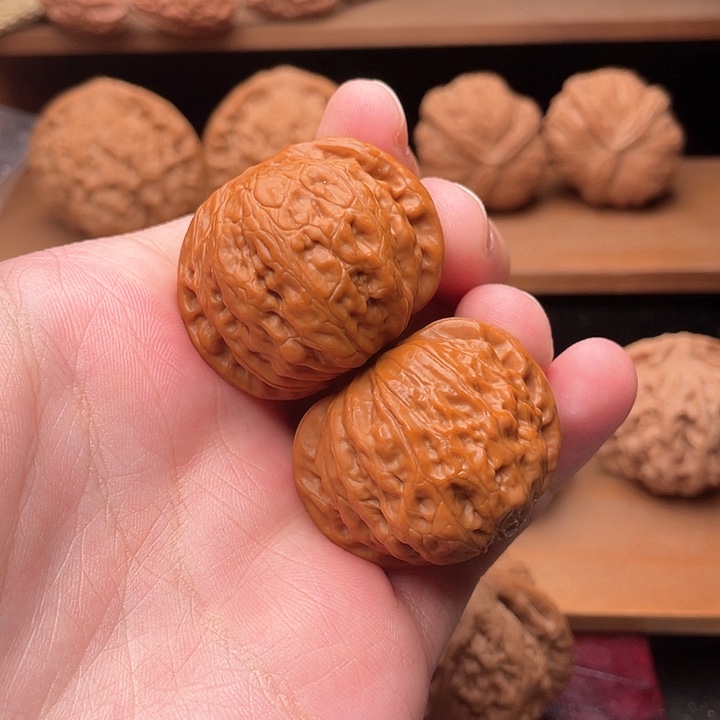 吊坠文玩核桃38边肚红皮全品铁锤37克