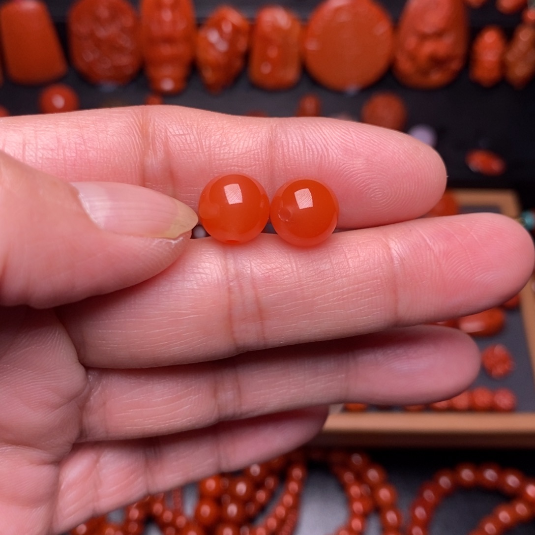 南红玛瑙10+对珠未镶嵌心****8