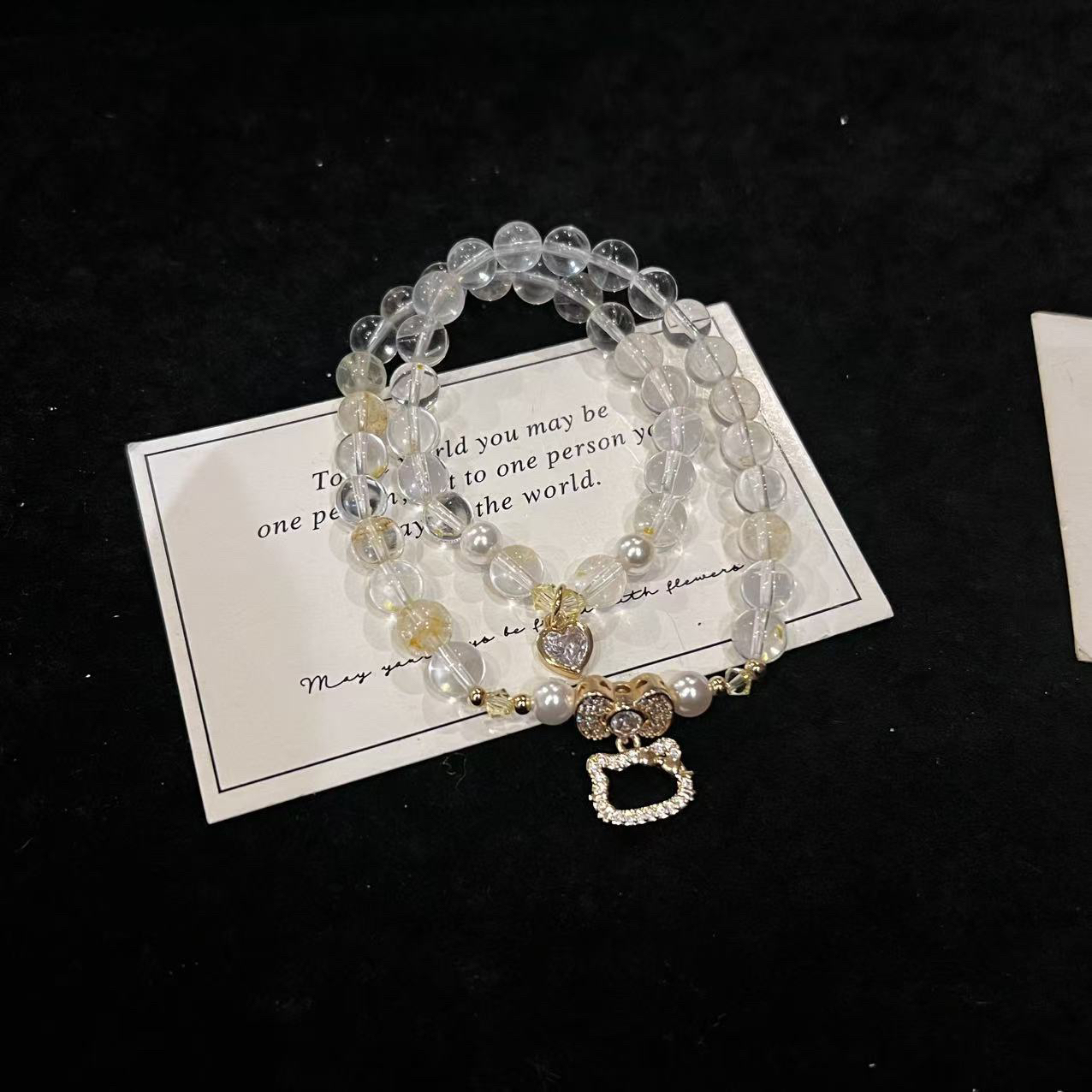 F119 7mm白水+胶花设计款双圈手串 多样性发一