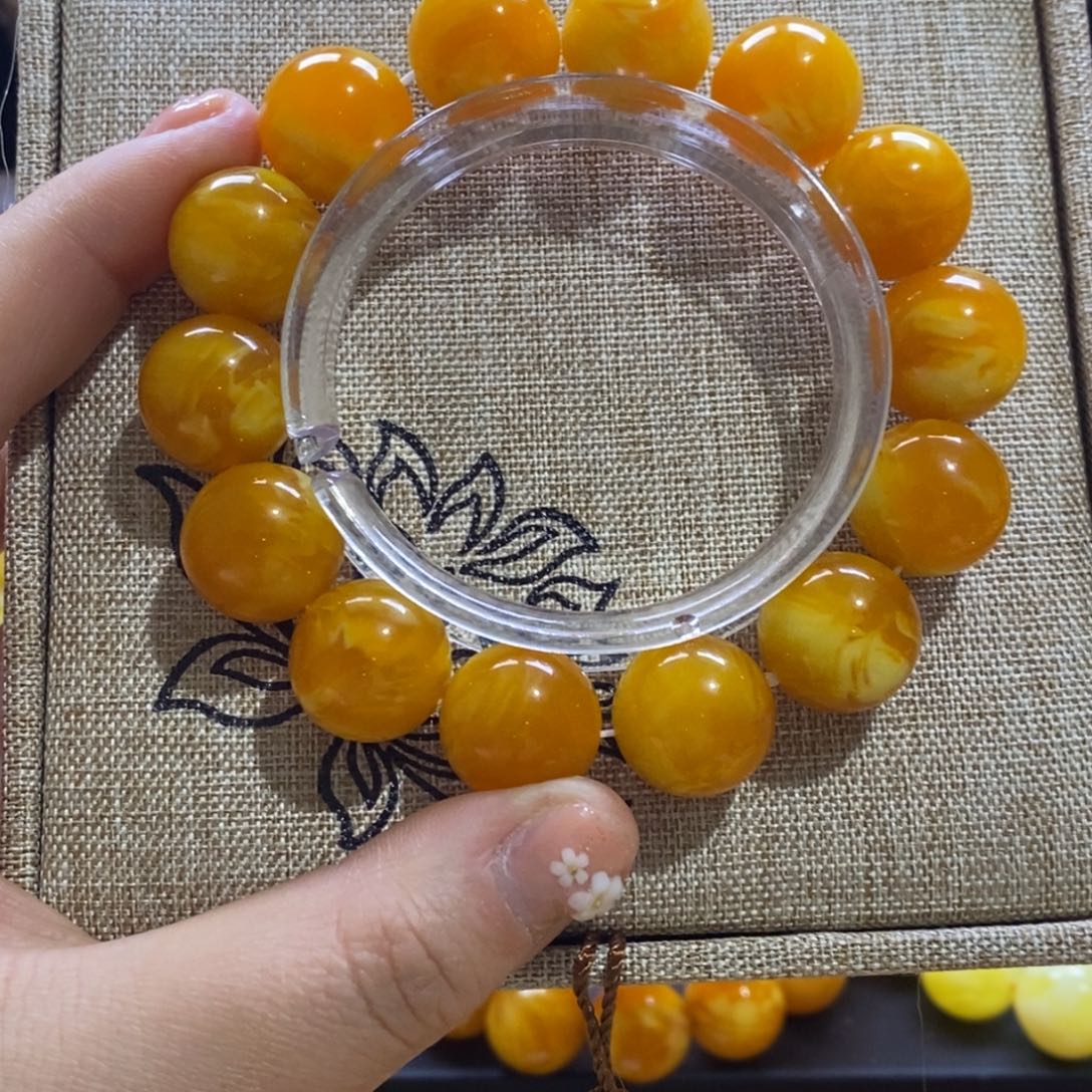 明***君非金属老蜡飘花卡16全品手串