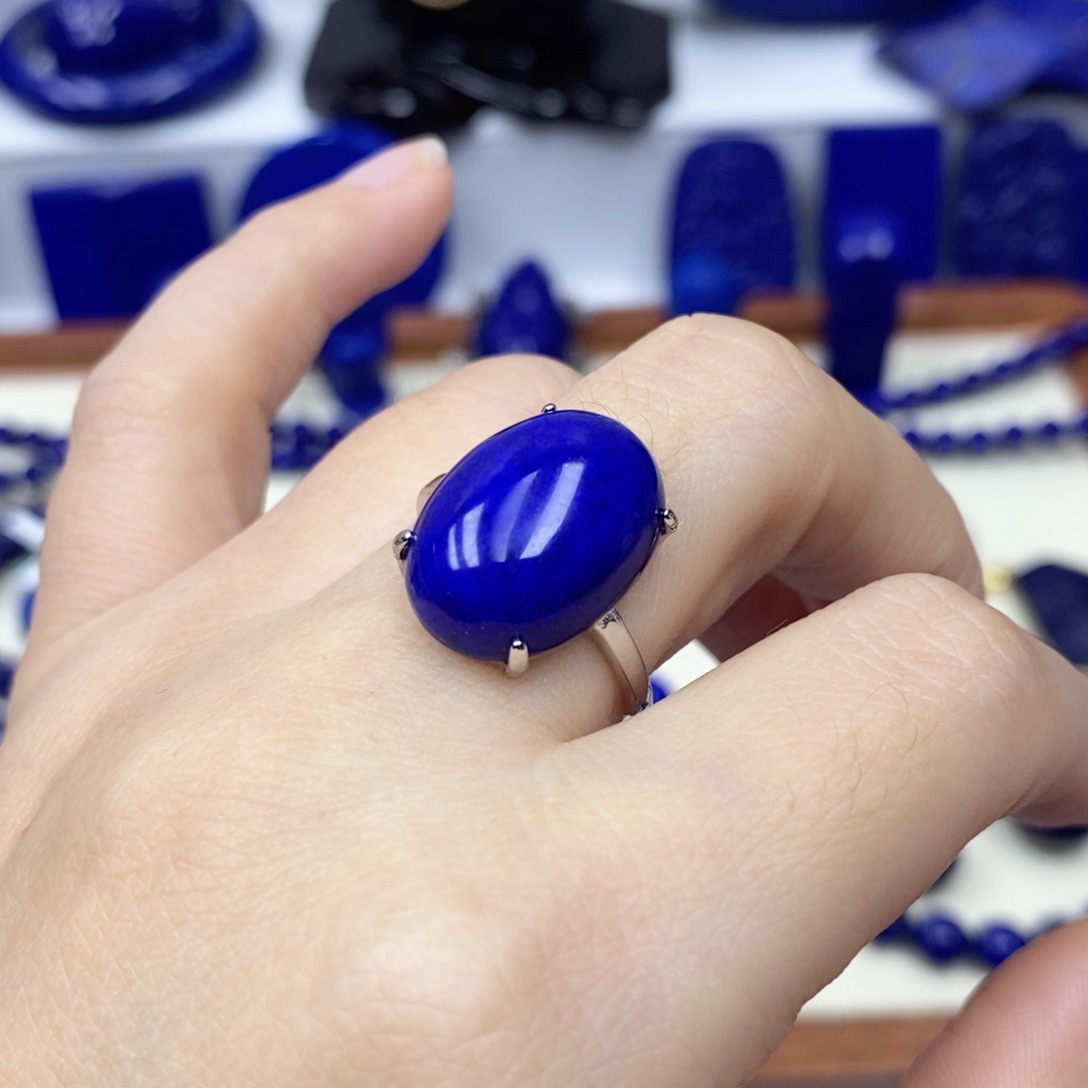 青金石戒指银S925镶嵌