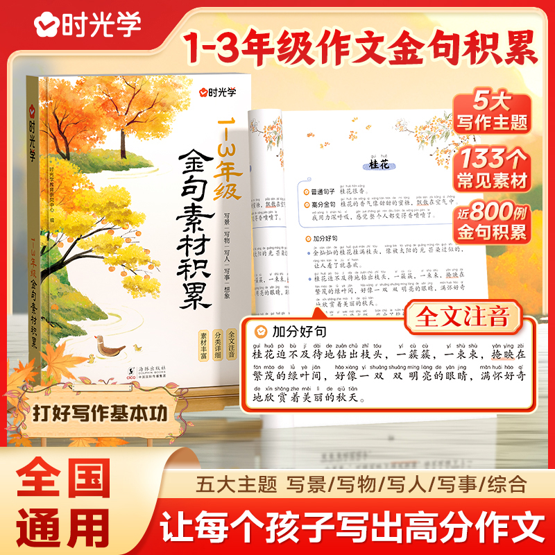 【时光学】1-3年级金句素材积累 小学生语文高分写作方法提升注音版商品图